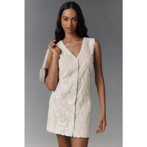Sunday in Brooklyn Sequin Vest Mini Dress Sleeveless Women's Size L White